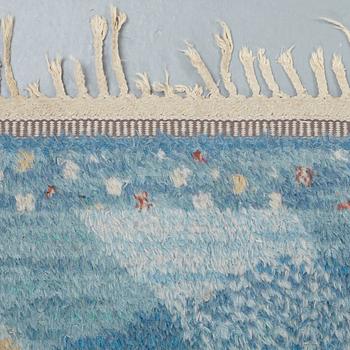 Barbro Nilsson, MATTA, "Magdalena blå", tät rya, ca 387,5 x 304 cm, signerad AB MMF BN.