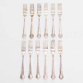 A 74-piece silver cutlery set, 'Chippendale', Kultakeskus, Hämeenlinna 1940-72.