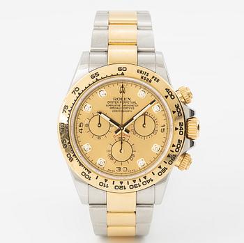 Rolex, Oyster Perpetual, Cosmograph Daytona, Chronometer, "Diamond Dial", wristwatch, 40 mm.