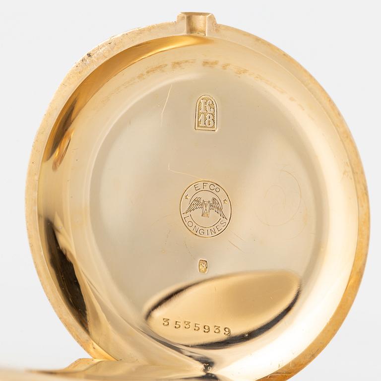 Longines, fickur, 18K guld, savonett, 53 mm.