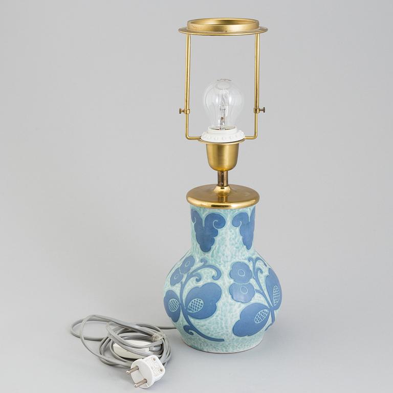 A 'Sgraffito' table light by Josef Ekberg for Gustavsberg, signed and dated 1921.