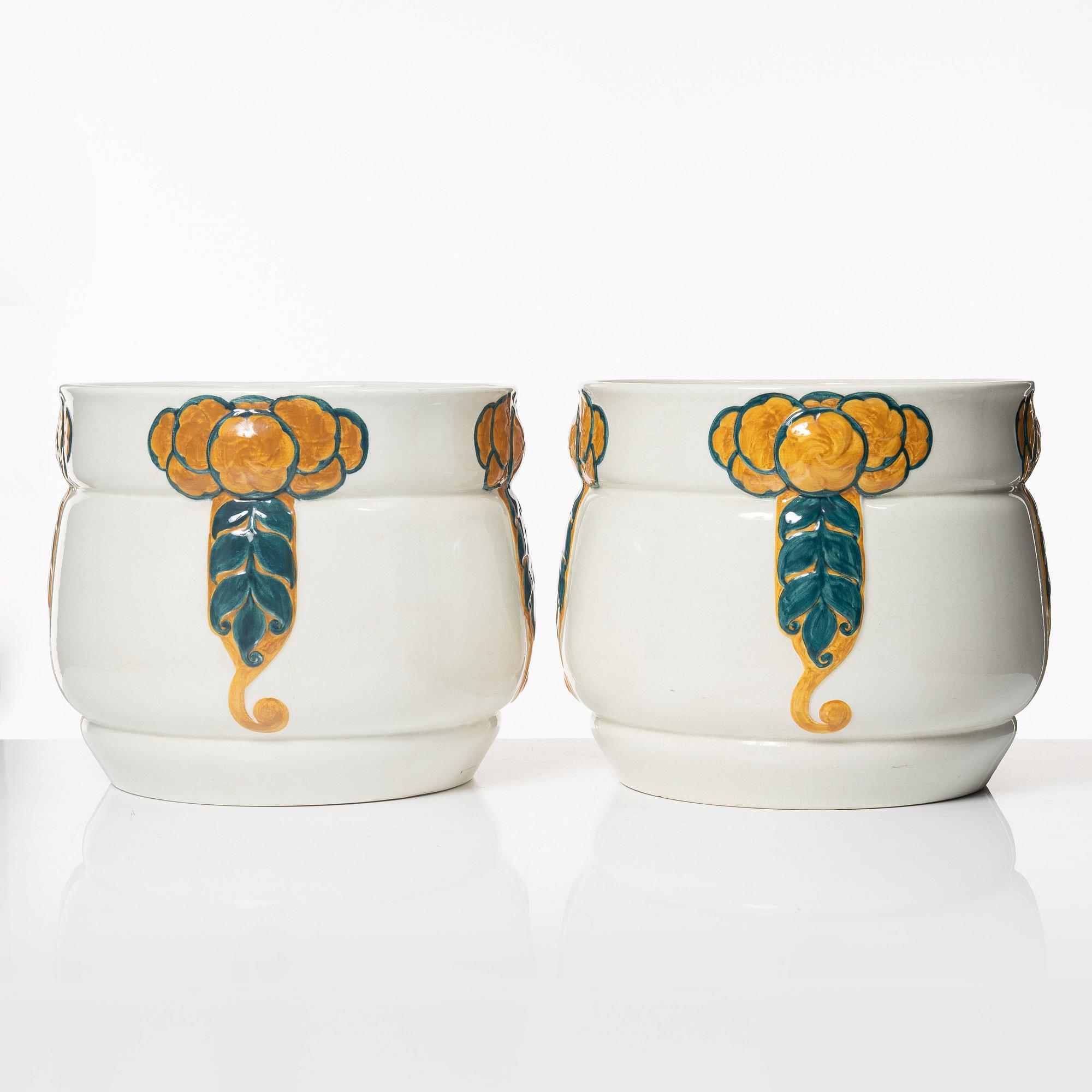 Alf Wallander, ytterfoder, ett par, flintgods, jugend, Rörstrand, 1900-talets början.