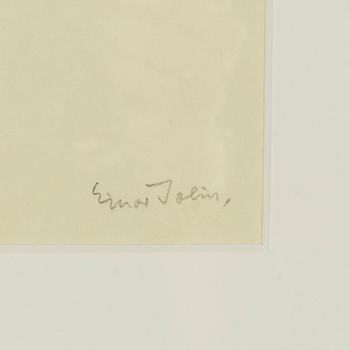 Einar Jolin, pencil drawing, signed Einar Jolin.