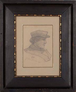 JUHO RISSANEN, blyertsteckning, sign. och dat. 9/6 -96.