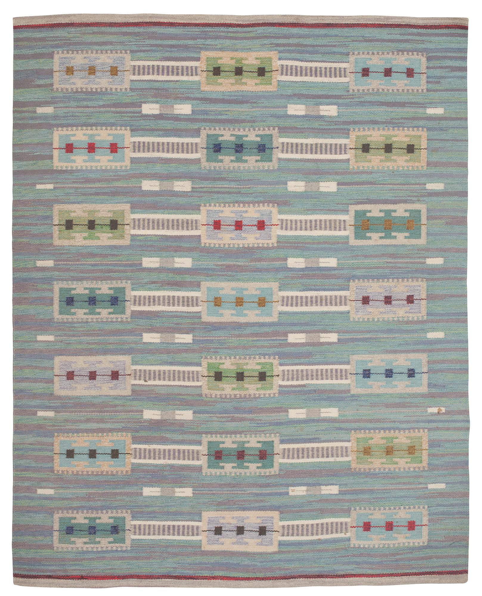 RUG. Flat weave. 219,5 x 176 cm. Sweden 1940's-50's.