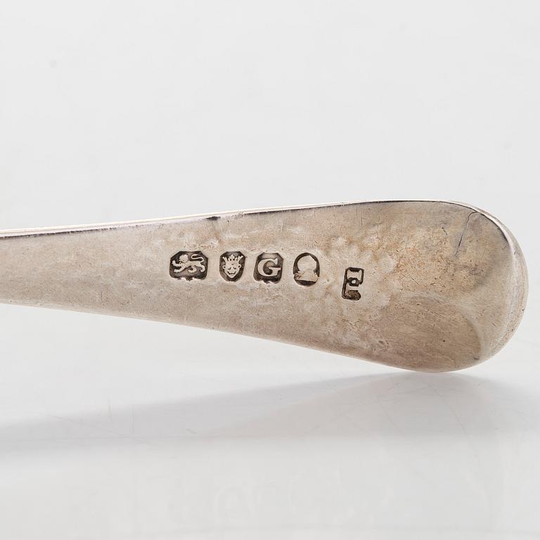 Sterling silver jam spoon, John Lambe London 1802, and box, sterling, Synyer & Beddoes, Birmingham 1901.
