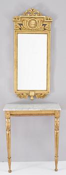 SPEGEL med KONSOLBORD, gustaviansk stil, 1900-tal.