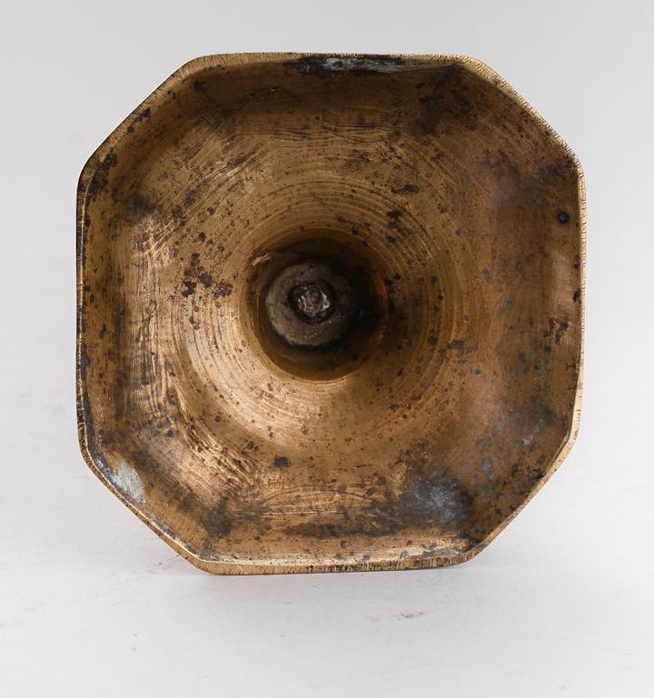 LJUSSTAKE, mässing, 1700-tal.