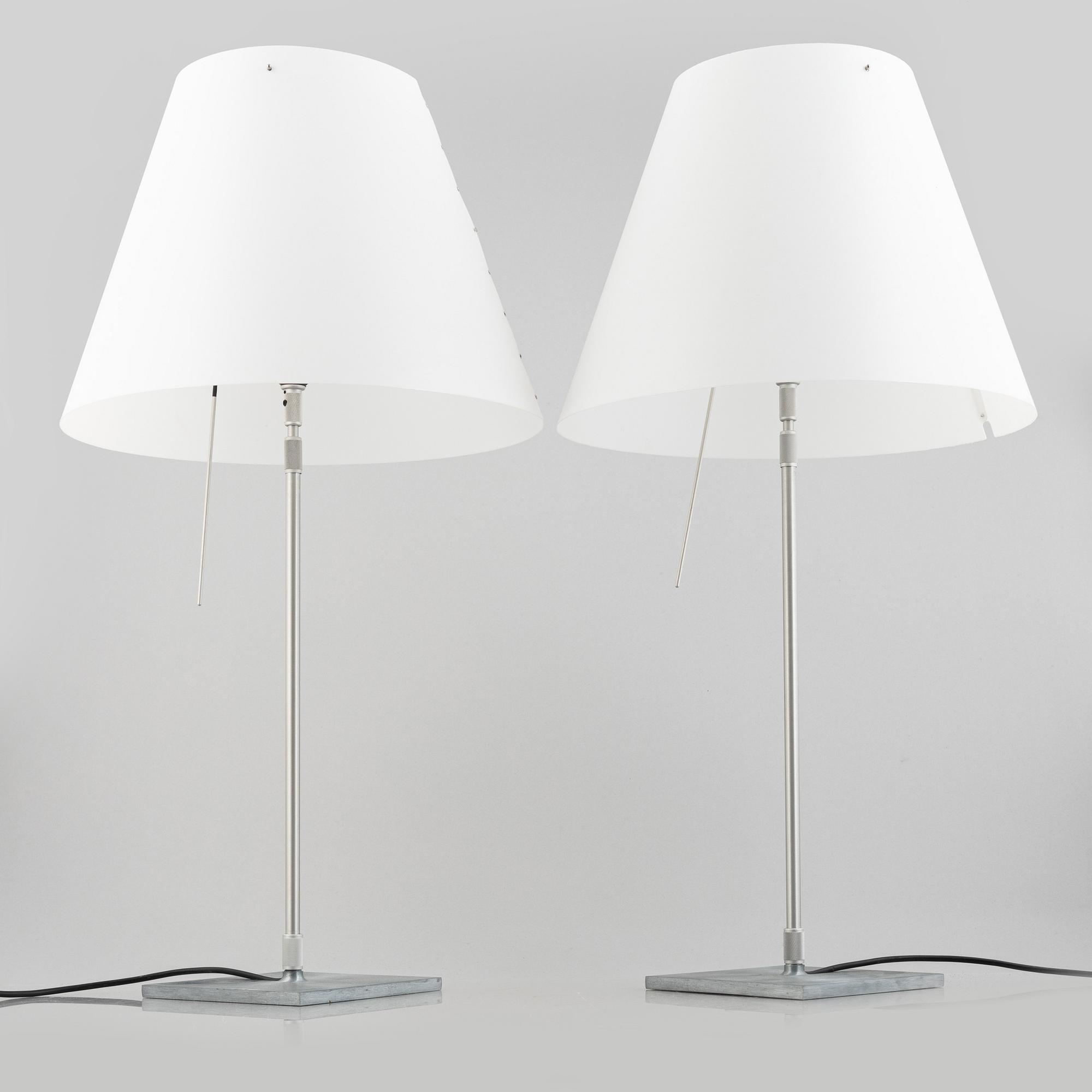 Paolo Rizzatto, a pair of 'Costanza' table lamps, Luceplan, Italy.