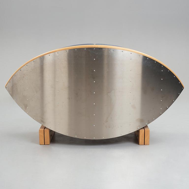 Sigurdur Gustafsson, a "Keflavik", beech, steel and leather sofa, Källemo, Sweden post 2000.