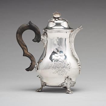 A Swedish 18th century silver rococo coffee-pot, mark of Peter Ohlijn, Karlskrona 1780.