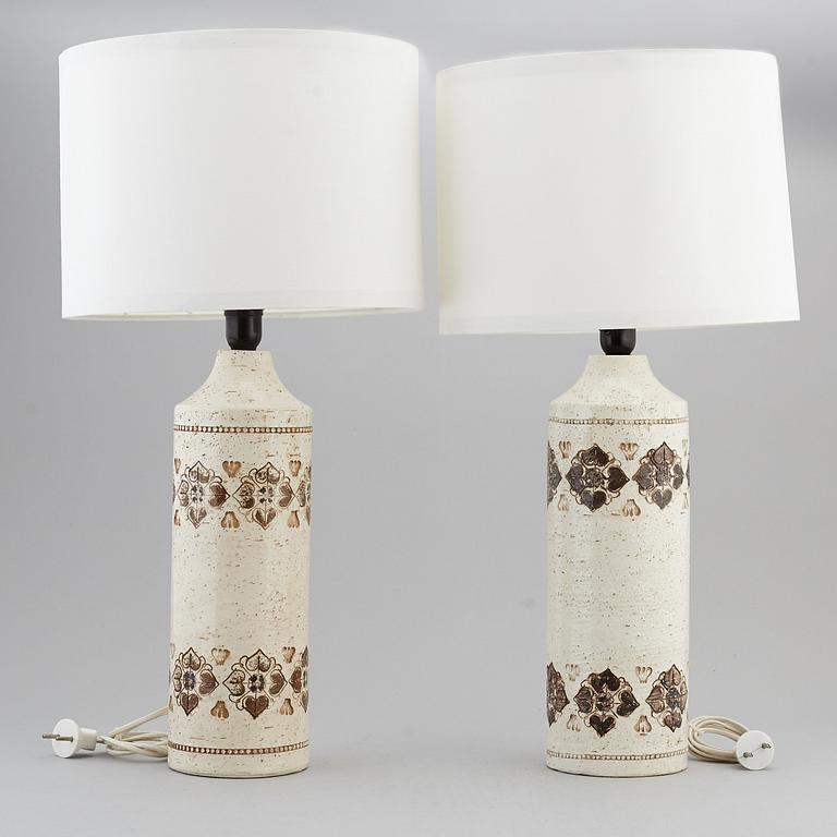 A pair of Bitossi stoneware table lights, Italy.