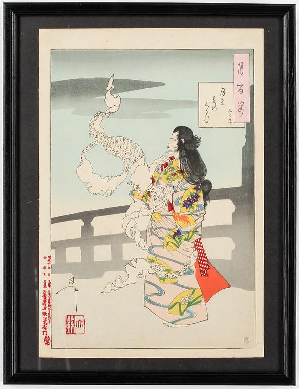 TSUKIOKA YOSHITOSHI, träsnitt.