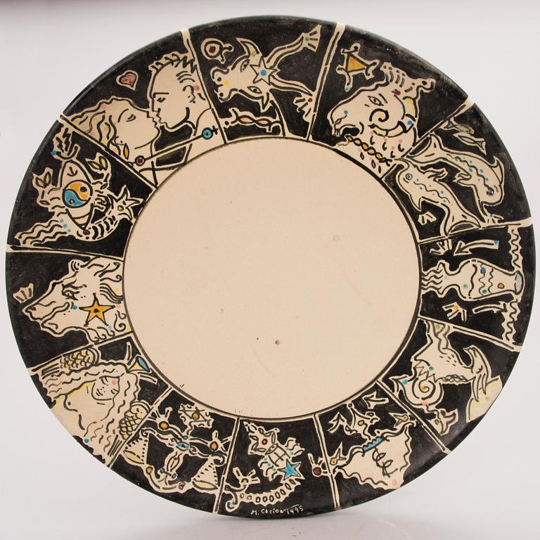A ceramic bowl, signed and dated 1995.