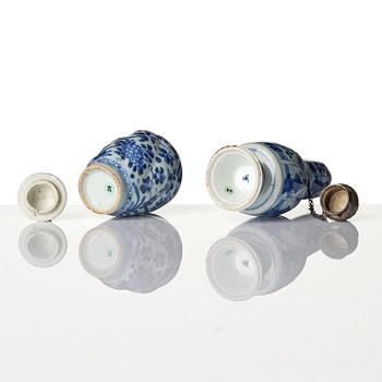 A group of four blue and white miniatures, Qing dynasty, Kangxi (1662-1722).