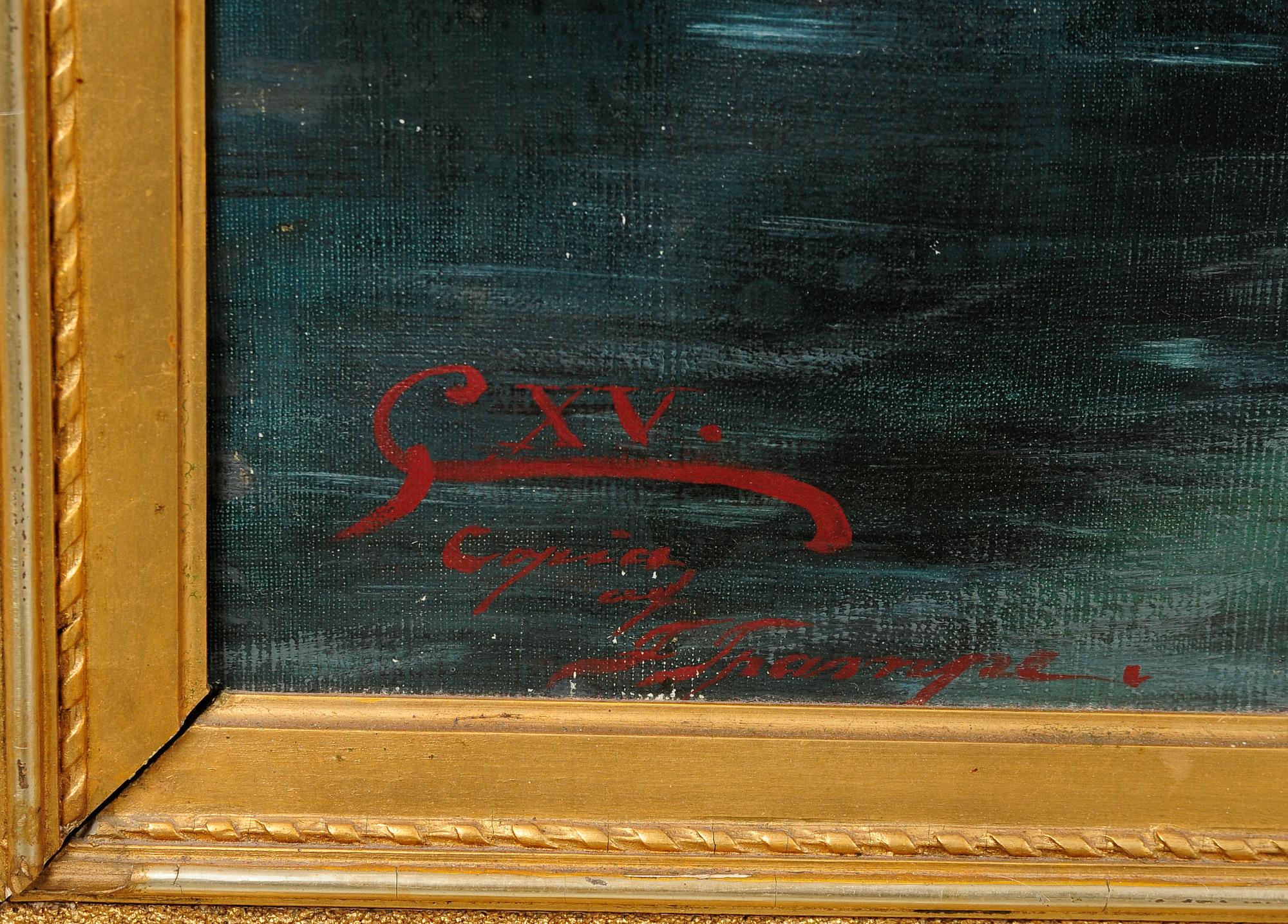 OKÄND KONSTNÄR, olja på duk, signerad copia af F Trampe.