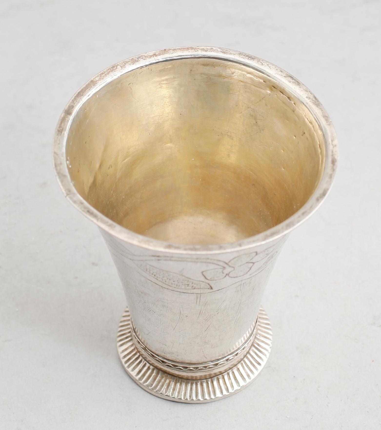 BÄGARE, silver, Daniel Lundström, Stockholm 1778. Vikt ca 49 gram.