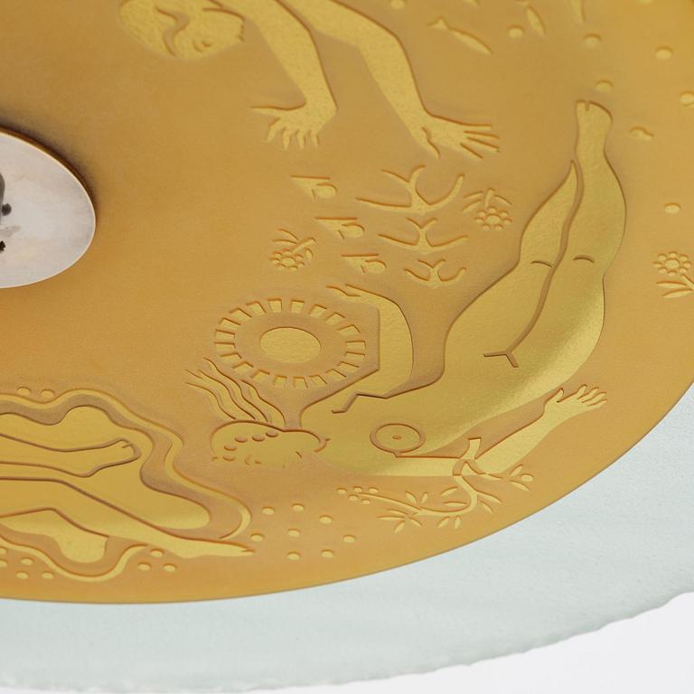 Edward Hald, & Erik Tidstrand, a rare "The 4 Winds" ceiling lamp model "HD 656"/"29679", Orrefors & Nordiska Kompaniet, 1930s.