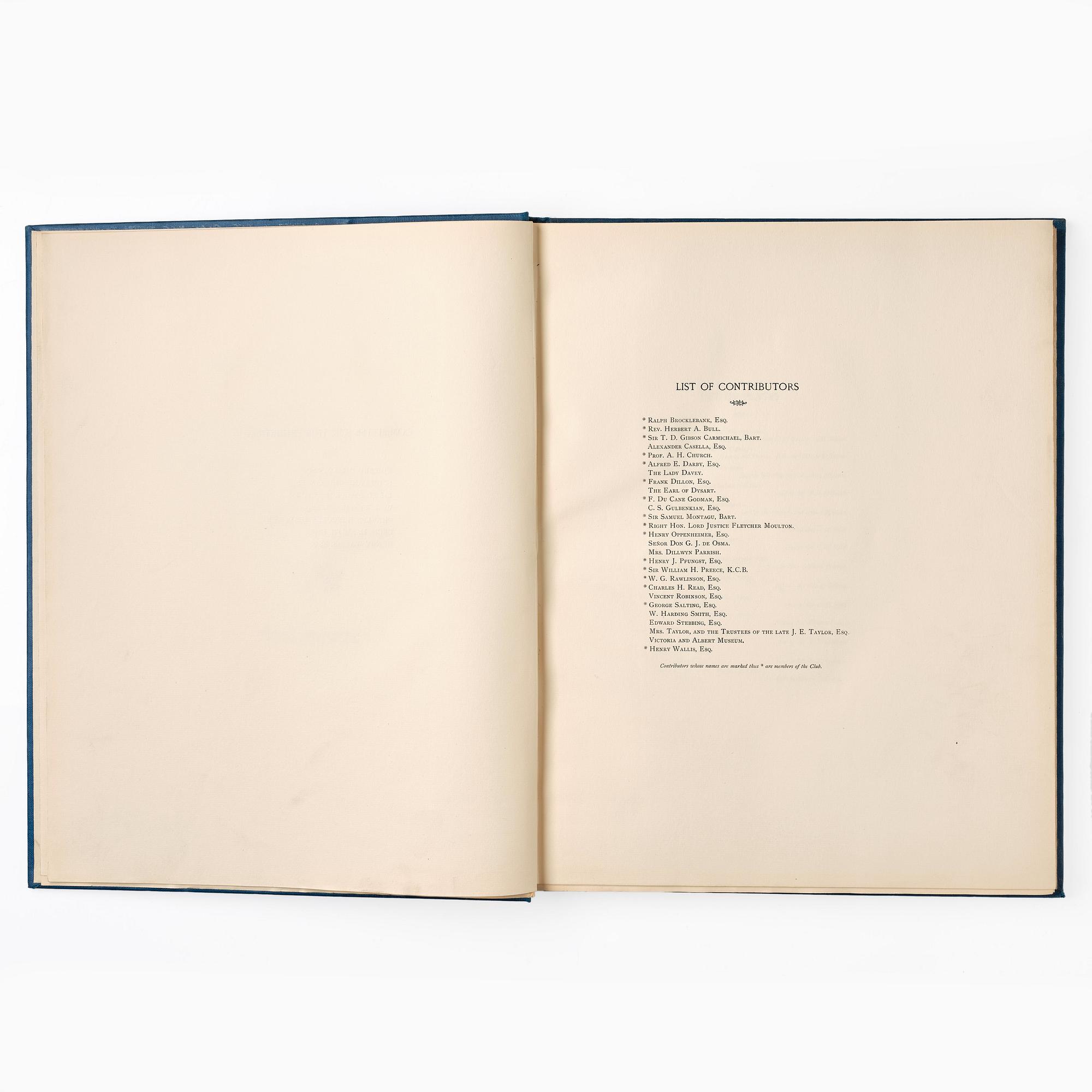 Bok, Katalog över "Exhibition of the faience of Persia and the nearer East" 1908. Burlington Fine Arts Club.