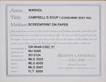 Andy Warhol, "Consommé (Beef)", ur: "Campbell's soup I".
