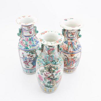 Vaser 3 st Kina 18/1900-tal porslin.