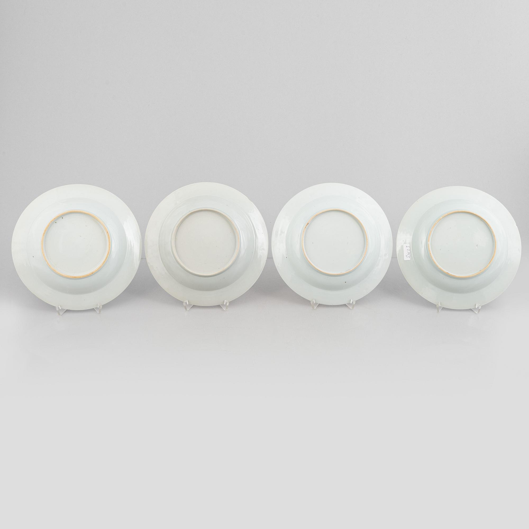 A set of four blue and white soup dishes, Qing dynasty, Qianlong (1736-95).