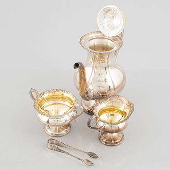 A three-piece Rococo style silver coffee set, Kultakeskus Oy, Tavastehus, Finland, 1973.