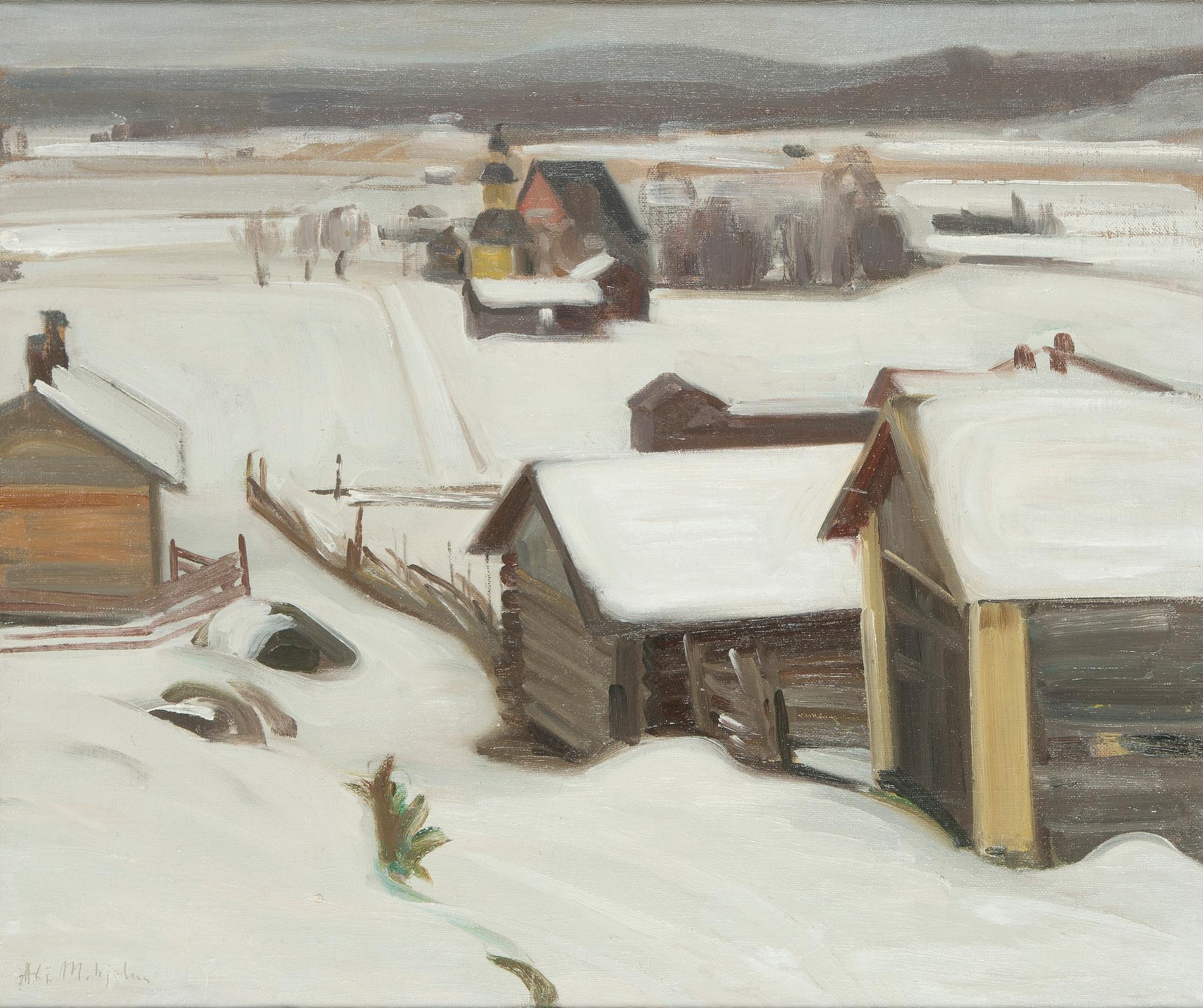 Ali Munsterhjelm, Tuuloksen kirkonkylä talvella.