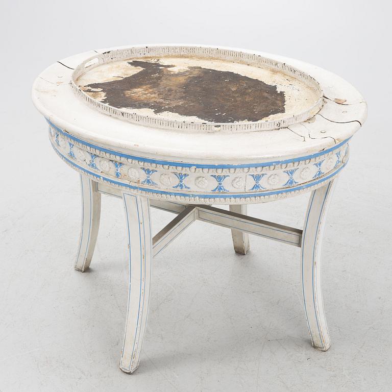 A late Gustavian-style tray-table, 19th century incorporating older elements.