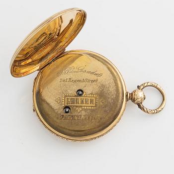 Pocket watch, 14K gold, "J.R. Losada, 241 Regent Street, London", hunter, wristwatch, 45.5 mm.