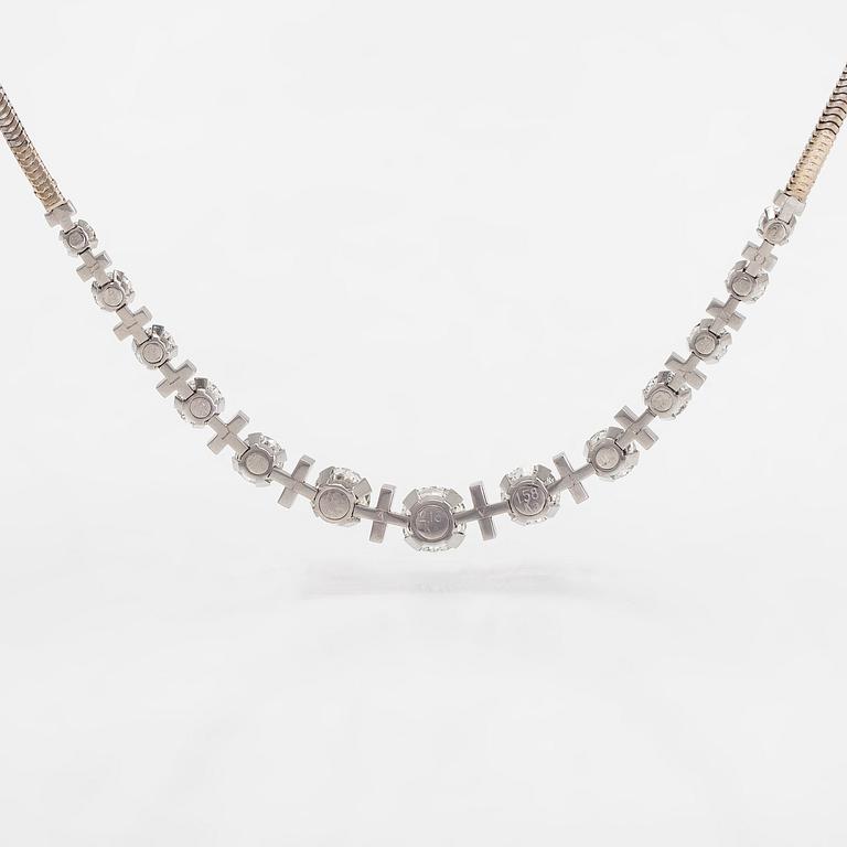 A 14K white gold necklace, with brilliant-cut diamonds totalling approximately 11.94 ct. With certificate.