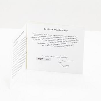 Omega, Speedmaster, Racing, "Michael Schumacher World Champion 2000", Limited Edition, rannekello, 39 mm.