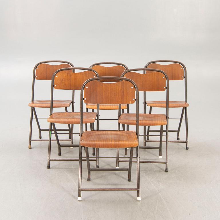 A set of six Danish mid 1900s folding chairs.