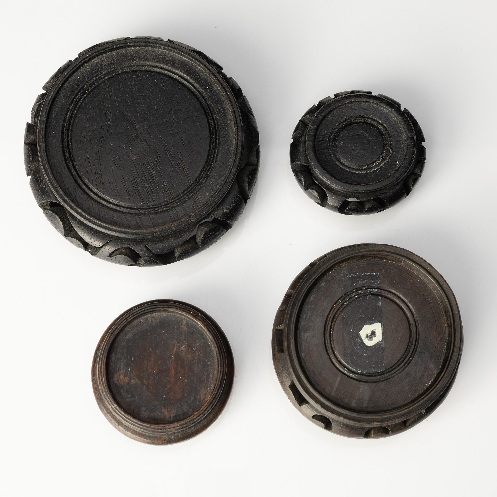 A group of Chinese wooden stands, late Qing dynasty and 21st century.