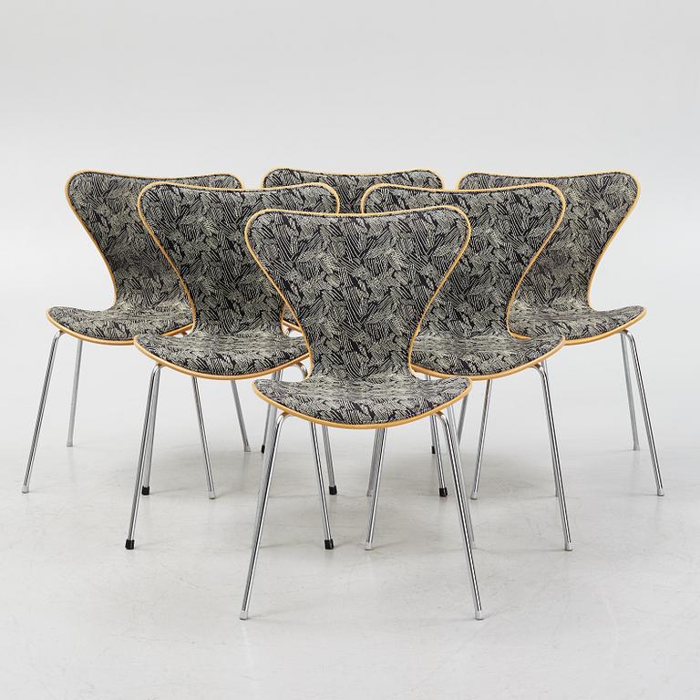 Arne Jacobsen, stolar, 6 st, "Sjuan", Fritz Hansen, Danmark.