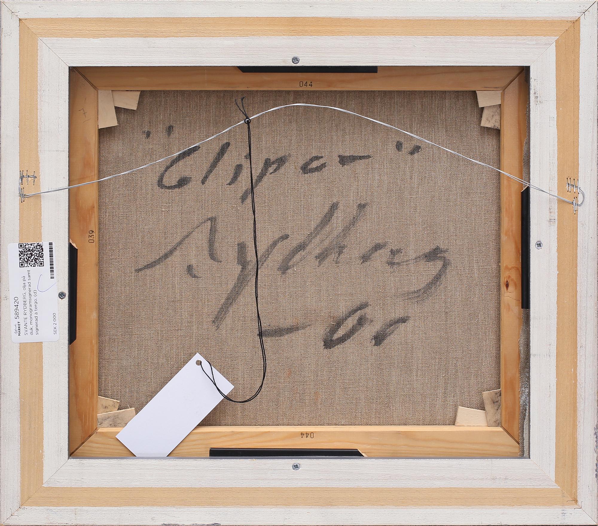 SVANTE RYDBERG, olja på duk, monogramsignerad samt signerad à tergo.