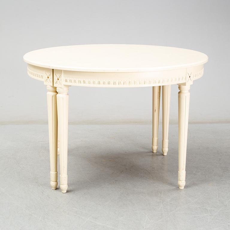 A Gustavian style dining table, second half of the 20th century. 3 leaves included.