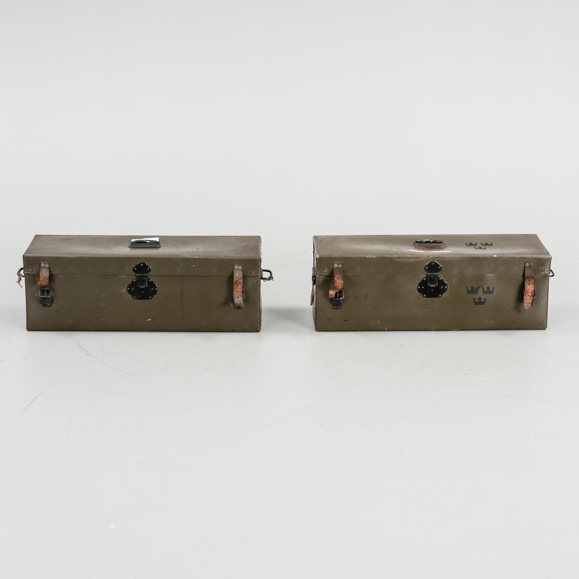 LÅDOR/UNIKABOXAR, 2 st, för svenska armén, tidigt 1900-tal.