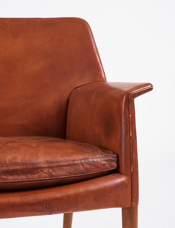 Ejner Larsen & A. Bender Madsen, a leather easy chair, Willy Beck, Denmark.