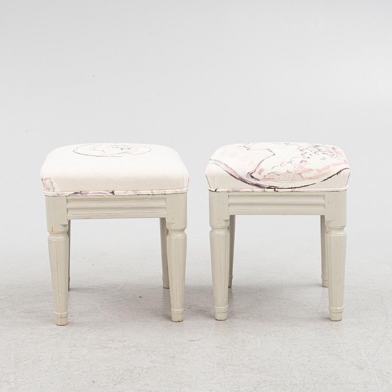 A pair of Gustavian stools, late 18th century.