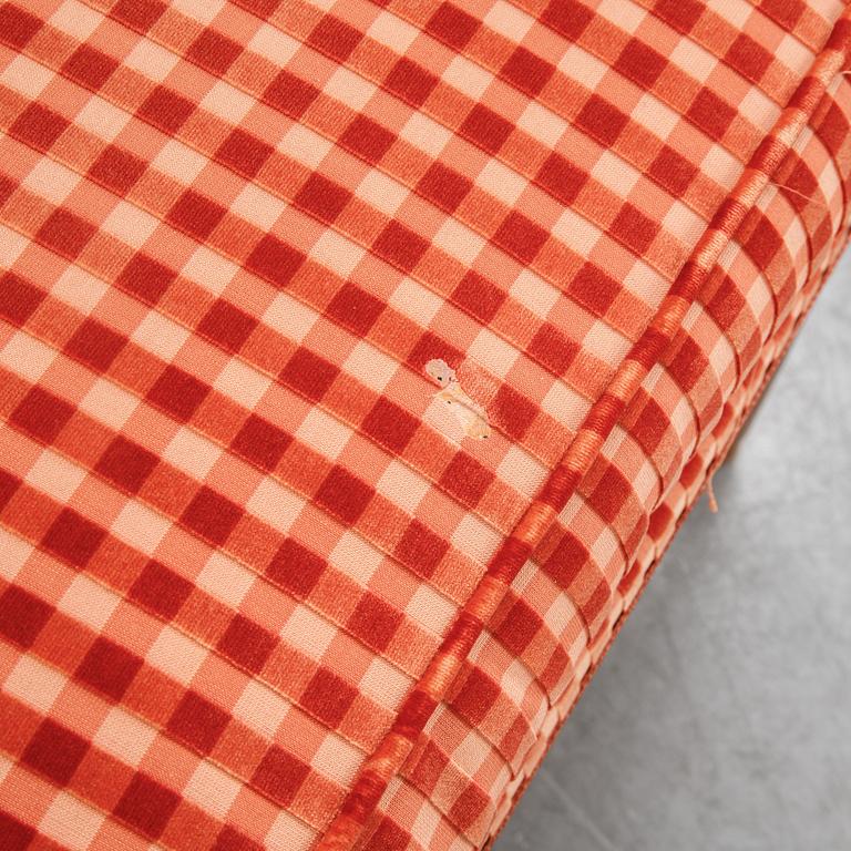 A pair of Gustavian style armchairs with one stool, second half of the 20th Century.