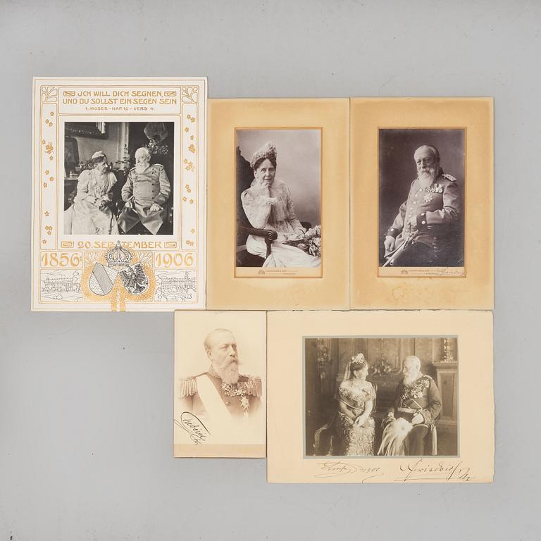 German royal photographs, 4 pcs, Frederick I and Louise of Baden, signed by hand.