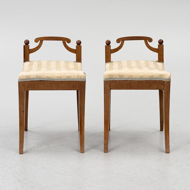 A pair of Karl Johan stools, 19th Century.