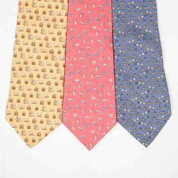 SALVATORE FERRAGAMO, a set of three silk ties.