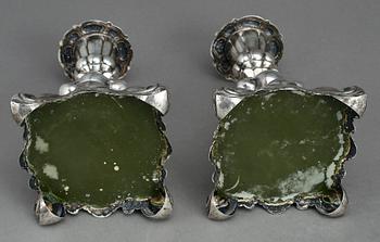 LJUSSTAKAR, ett par, silver, svenska importstämplar, Barockstil, 1900-tal.
