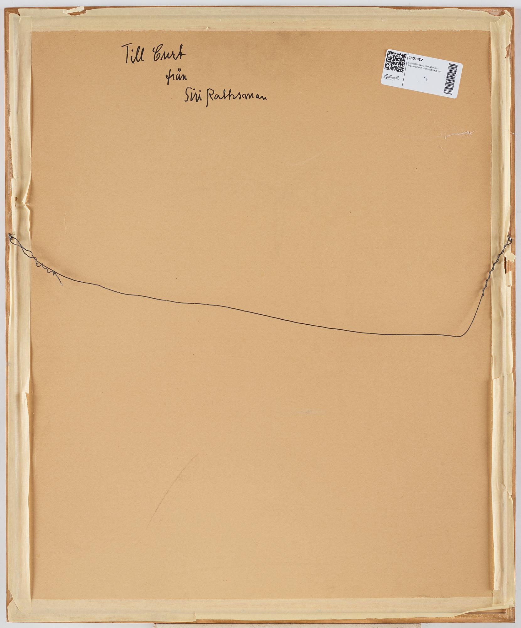 Siri Rathsman, blandteknik. Signerad och daterad 1951.