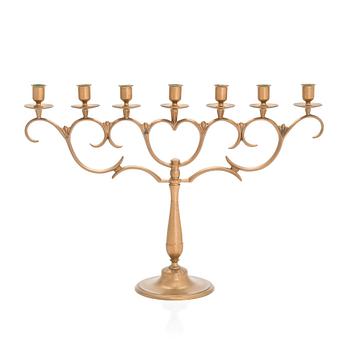 Paavo Tynell, A1920/1930s brass candelabrum for Taito, Finland.