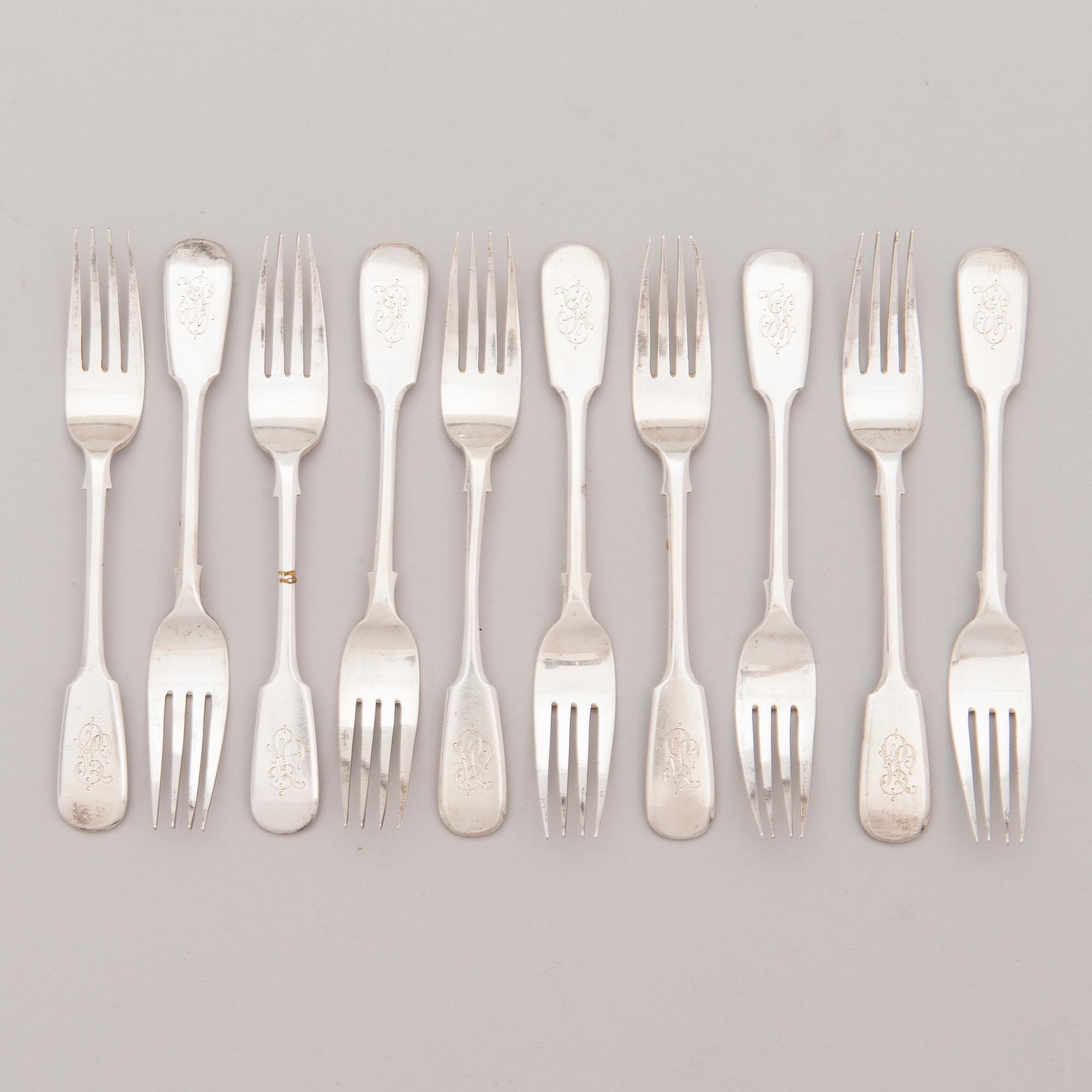 A 20-piece silver Russian cutleryset Moscow 1896.
