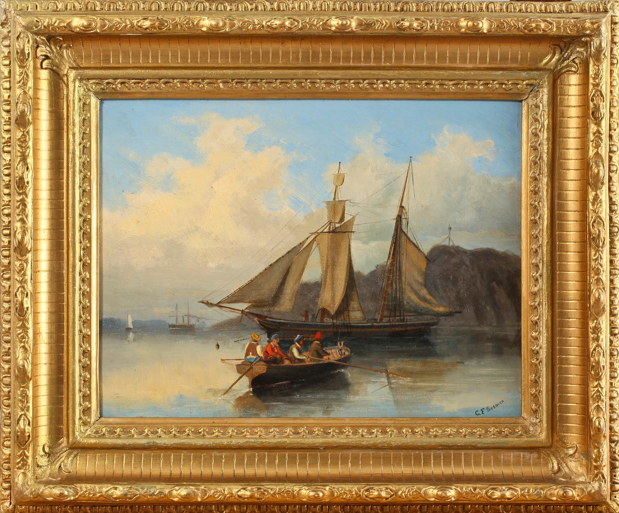 OKÄND KONSTNÄR, olja på duk, sign C F Svenson, 1800/1900-tal.