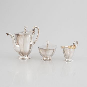 Kaffeservis, 3 delar, silver, GAB, Stockholm 1928-30.